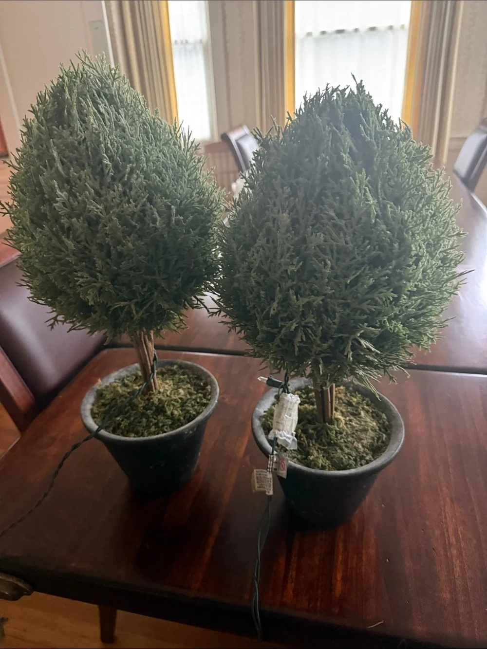 Set of 2 Topiary Artificial Cedar Tree Artificial Cedar Shrub with lights